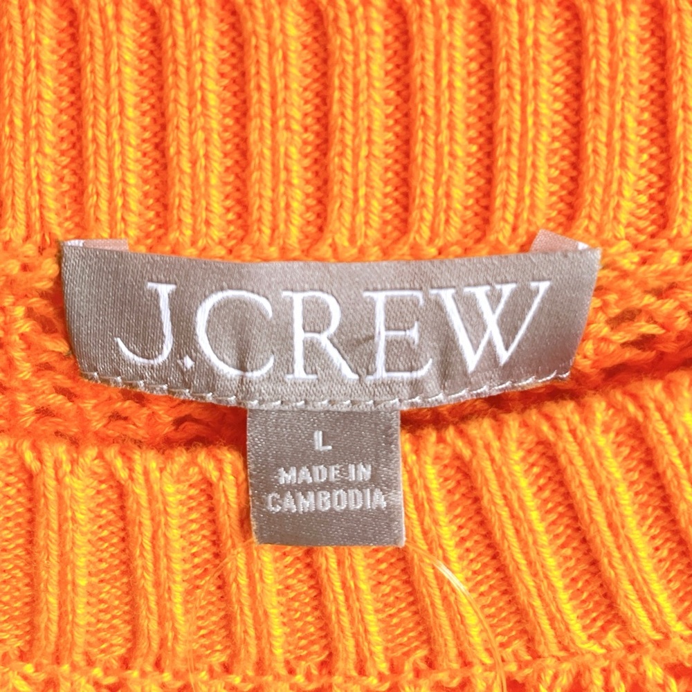 NEW J. Crew Shirt Crochet Crewneck Beach Sweater Orange Nautical Swim Resort - Picture 8 of 12